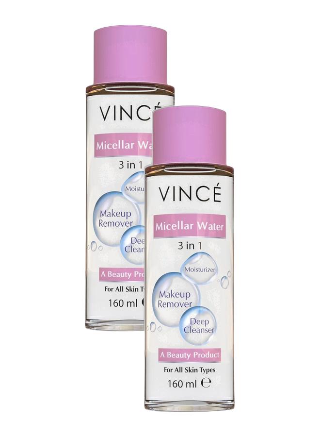 Micellar Water Deal 2 – All-In-One Cleansing Water – Gently Removes Makeup, Impurities, Dirt & Oil – Hydrates, Soothes Irritation & Makes Skin Clean, Supple, and Smooth – For All Skin Types, 160ml Each